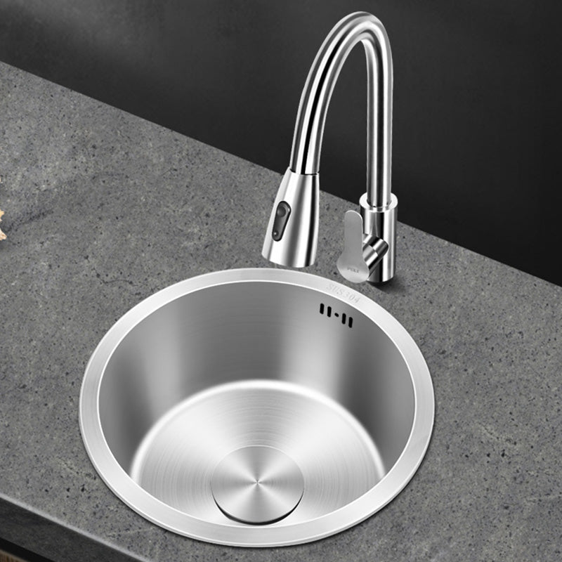 Sikunuo | Contemporary Style Kitchen Sink Stainless Steel Round Kitchen Sink