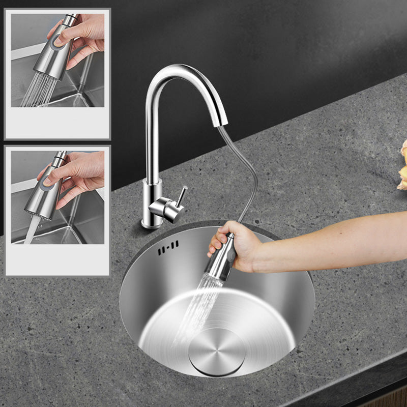 Sikunuo | Contemporary Style Kitchen Sink Stainless Steel Round Kitchen Sink