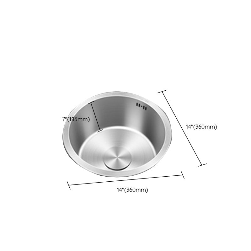 Sikunuo | Contemporary Style Kitchen Sink Stainless Steel Round Kitchen Sink
