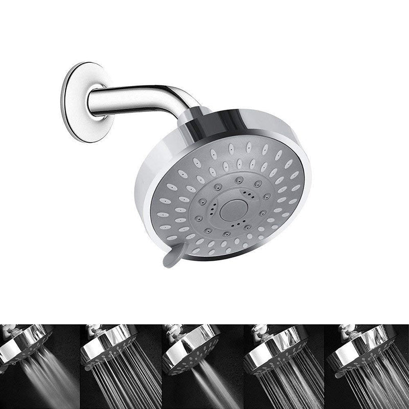 Sikunuo | Silver Round Fixed Shower Head Modern Style Wall Mount Shower Head