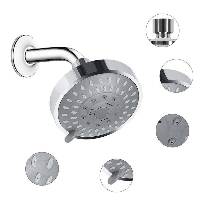 Sikunuo | Silver Round Fixed Shower Head Modern Style Wall Mount Shower Head