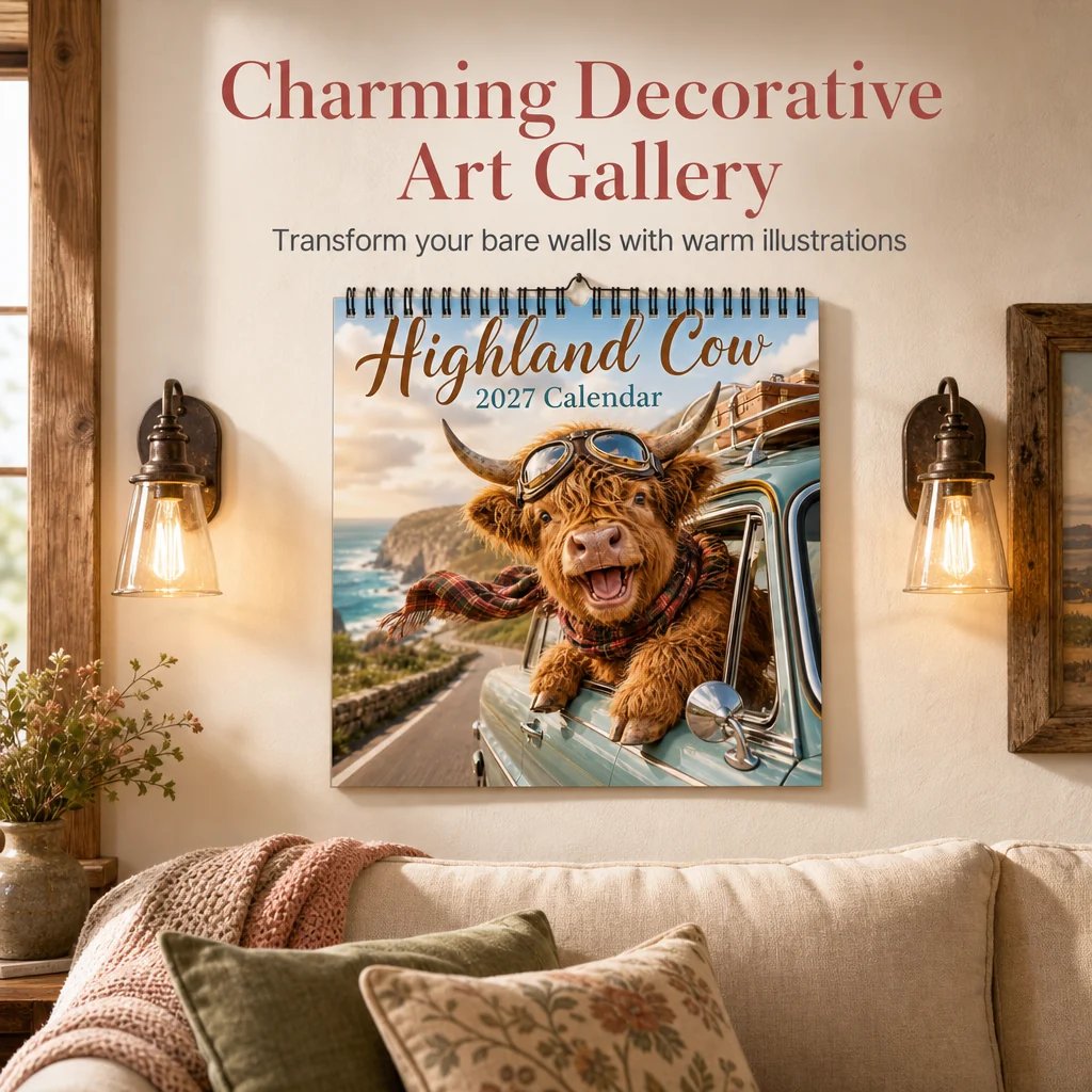 Highland Cow 12-Month Wall Calendar