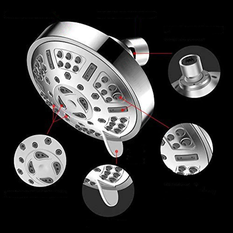 Sikunuo | Modern Style Festive Shower Head in Silver 9 Settings Wall Mounted Shower Head