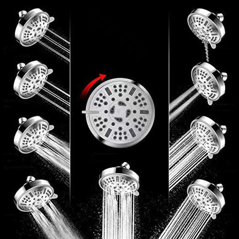 Sikunuo | Modern Style Festive Shower Head in Silver 9 Settings Wall Mounted Shower Head