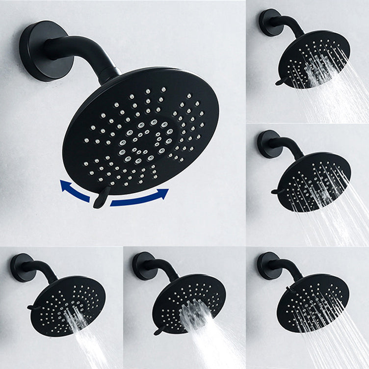 Sikunuo | Round Fixed Shower Head Matte Black 5 Spray Patterns Wall Mounted Shower Head