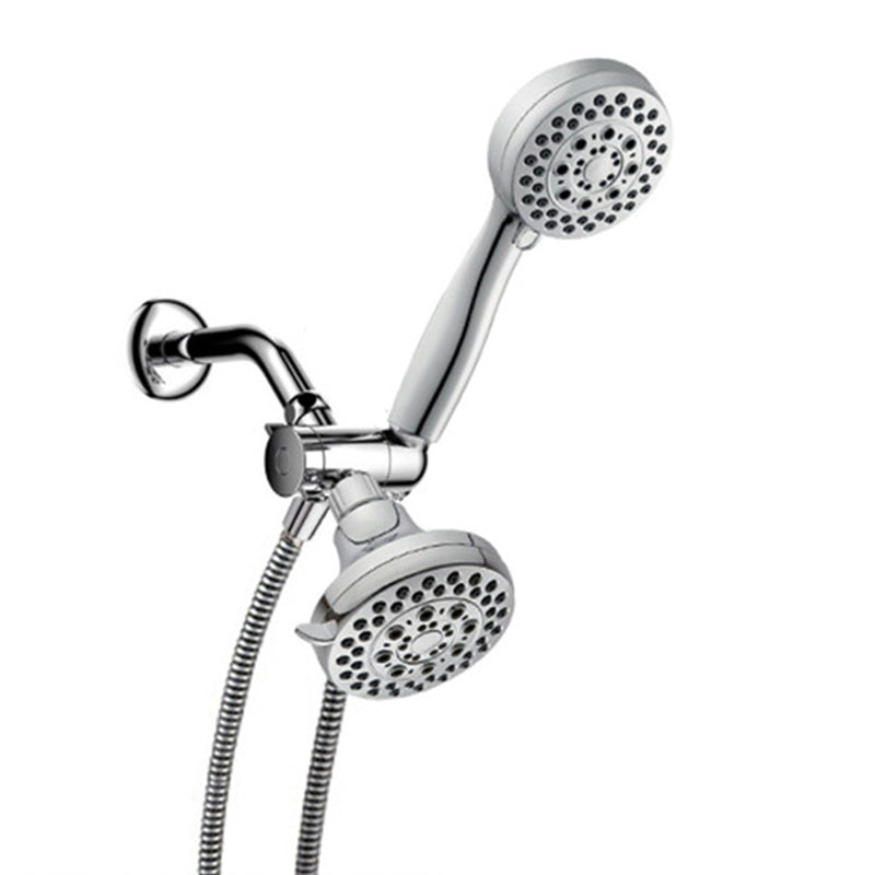 Sikunuo | Silver Dual Shower Head Round Rainfall Wall-Mounted Shower Head