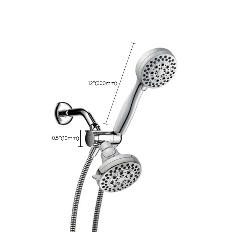 Sikunuo | Silver Dual Shower Head Round Rainfall Wall-Mounted Shower Head