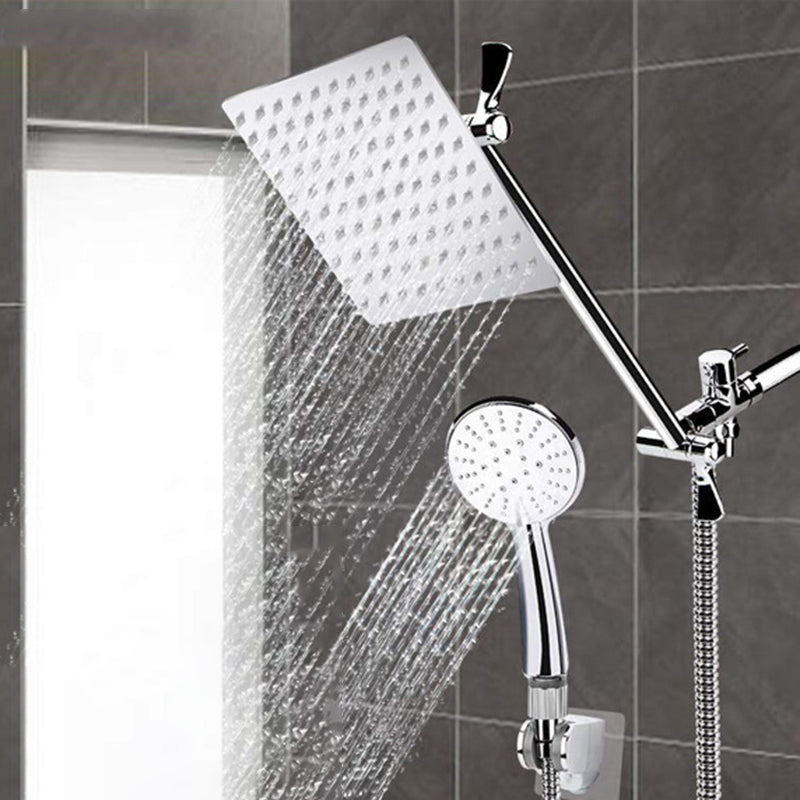 Sikunuo | Modern Style Dual Showerhead 9-Spray Silver Wall-Mounted Showerhead