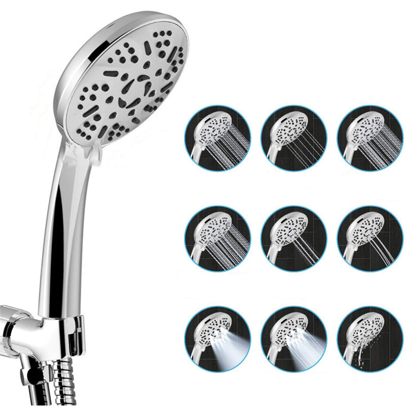 Sikunuo | Modern Style Dual Showerhead 9-Spray Silver Wall-Mounted Showerhead