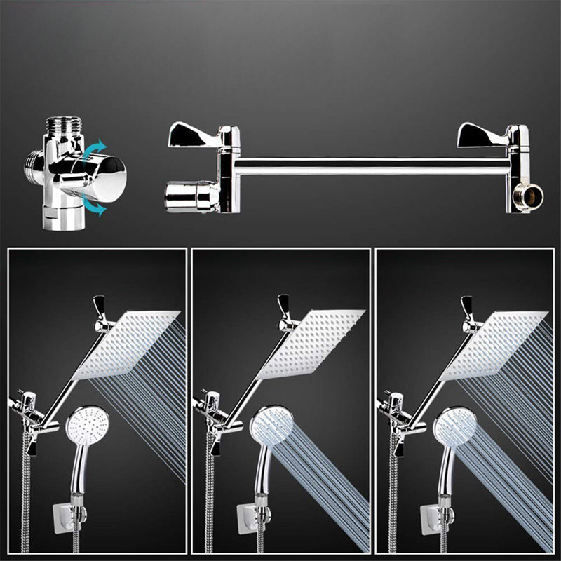 Sikunuo | Modern Style Dual Showerhead 9-Spray Silver Wall-Mounted Showerhead