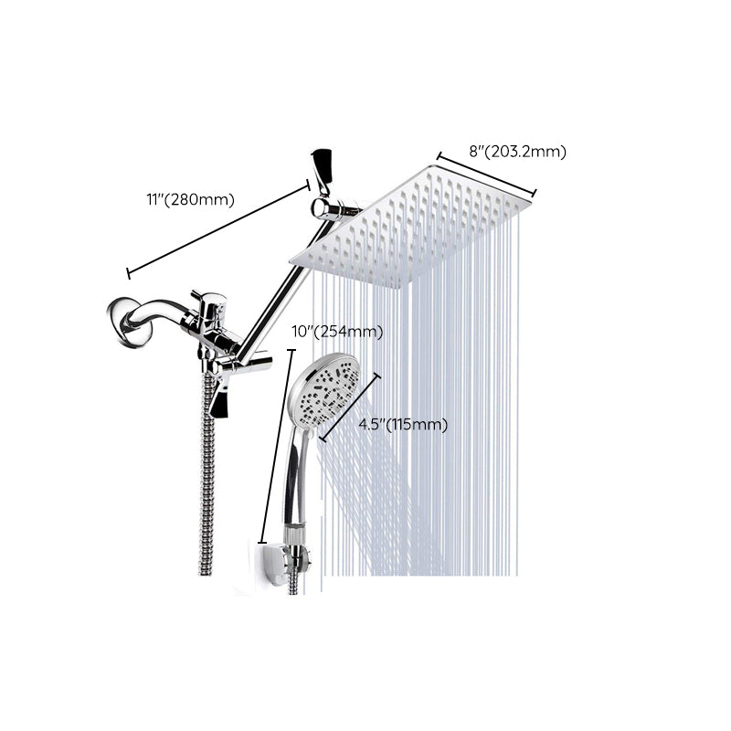 Sikunuo | Modern Style Dual Showerhead 9-Spray Silver Wall-Mounted Showerhead