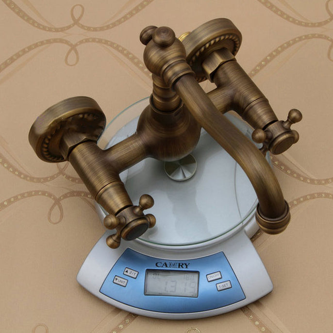 Sikunuo | Traditional Wall-Mounted Copper Clawfoot Bathtub Faucet Trim Low Arc Clawfoot Bathtub Faucet