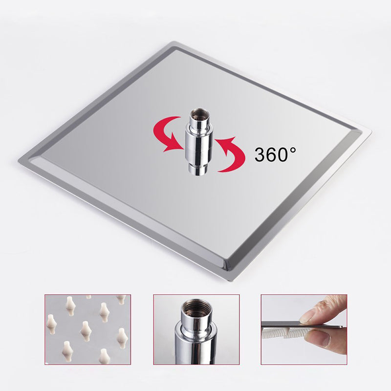 Sikunuo | Contemporary Shower Combo Fixed Shower Head Stainless Steel Wall Mount Square Shower Head