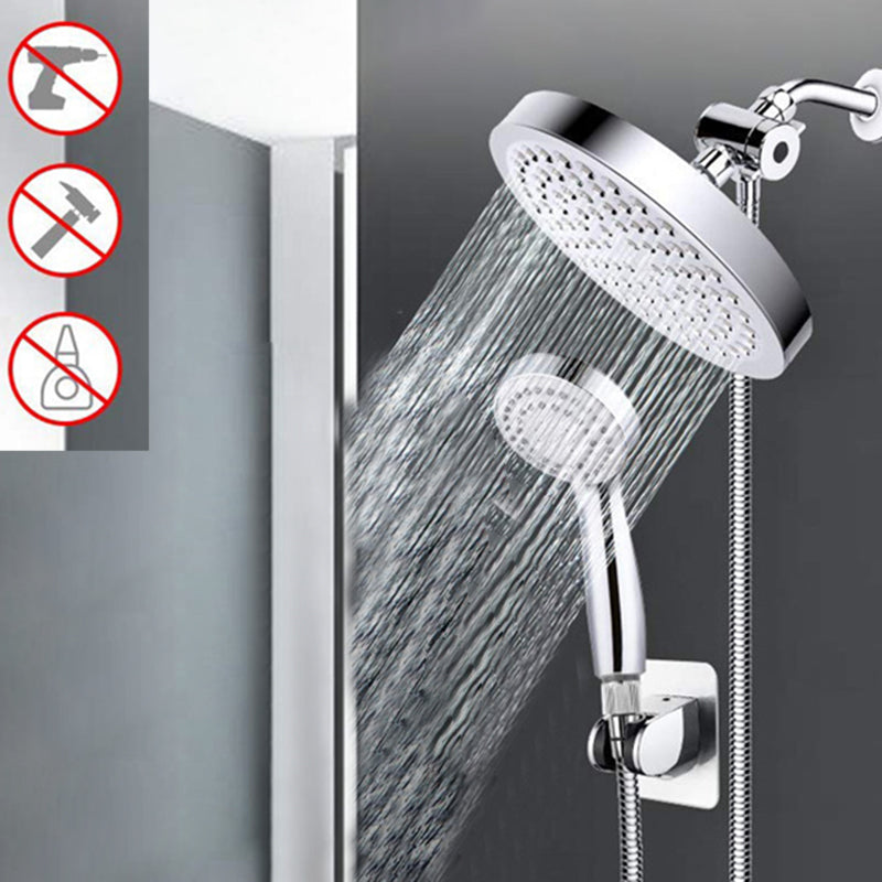 Sikunuo | Contemporary Shower Combination Double Shower Head Chrome Wall Mounted Round Shower Head