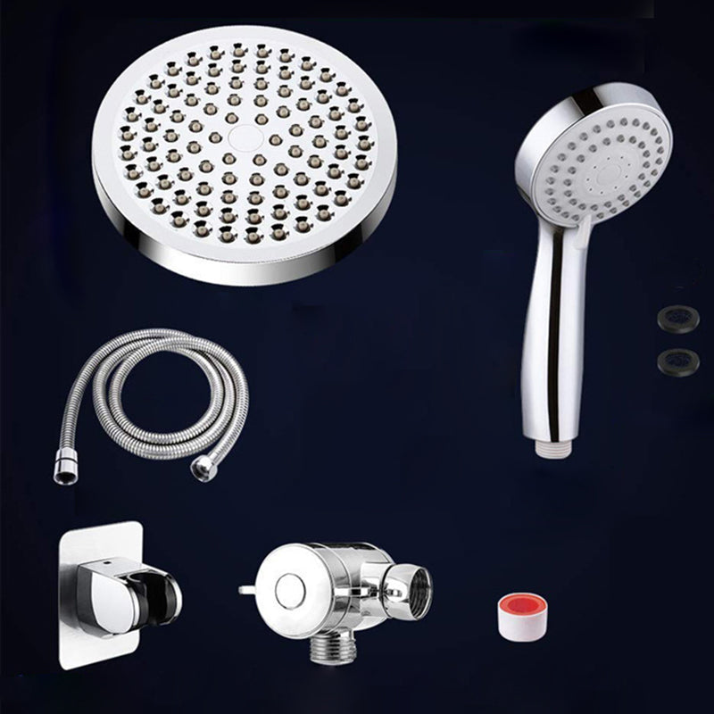 Sikunuo | Contemporary Shower Combination Double Shower Head Chrome Wall Mounted Round Shower Head