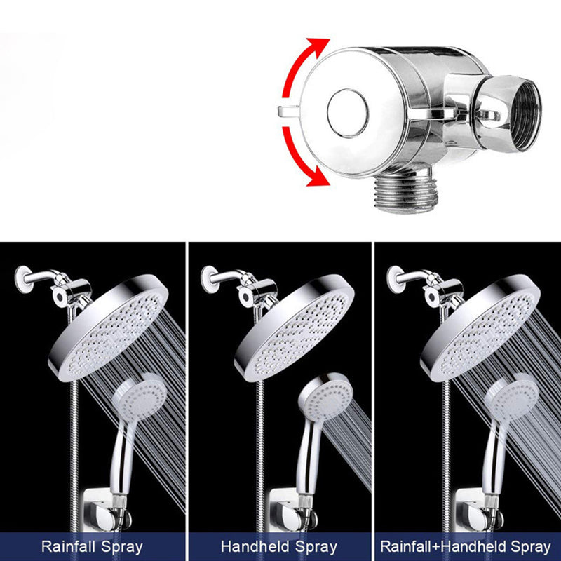 Sikunuo | Contemporary Shower Combination Double Shower Head Chrome Wall Mounted Round Shower Head