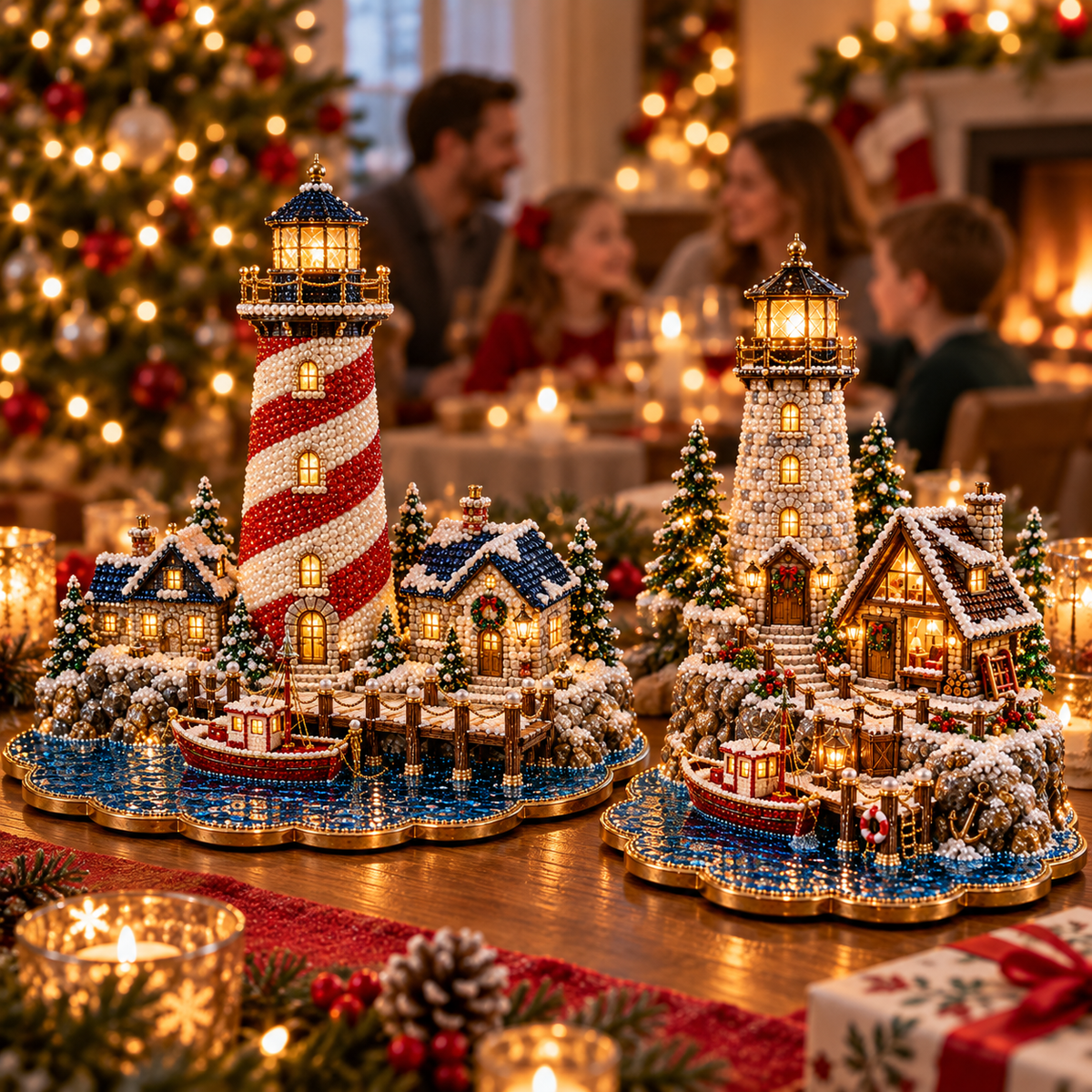 Christmas Lighthouse Village – DIY 3D Diamond Art Decoration Kit