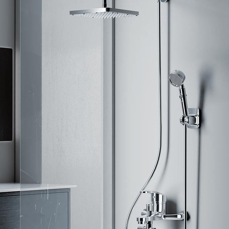 Sikunuo | Modern Showerhead Combination Double Showerhead Polished Stainless Steel Wall Mounted Showerhead