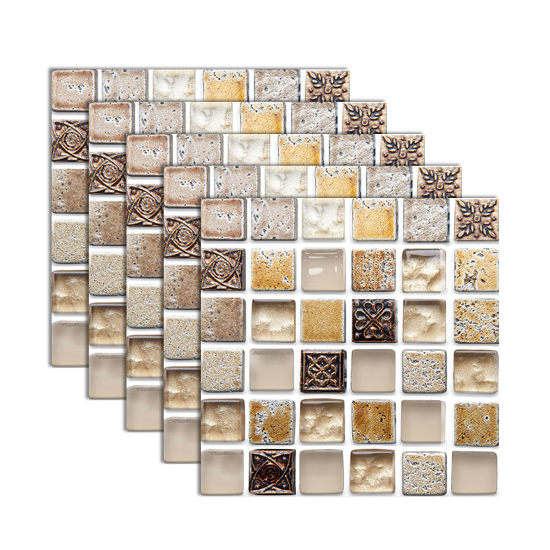 Sikunuo | Plastic Self-Adhesive Tiles Mosaic Tiles Grid Square Waterproof Self-Adhesive Tile Pack of 12