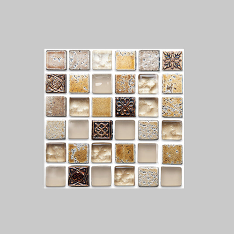 Sikunuo | Plastic Self-Adhesive Tiles Mosaic Tiles Grid Square Waterproof Self-Adhesive Tile Pack of 12