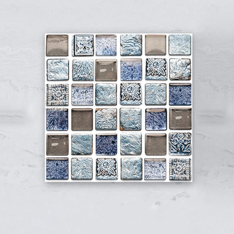 Sikunuo | Plastic Self-Adhesive Tiles Mosaic Tiles Grid Square Waterproof Self-Adhesive Tile Pack of 12