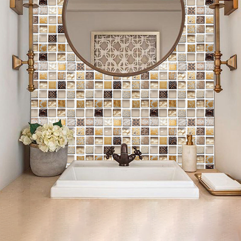 Sikunuo | Plastic Self-Adhesive Tiles Mosaic Tiles Grid Square Waterproof Self-Adhesive Tile Pack of 12