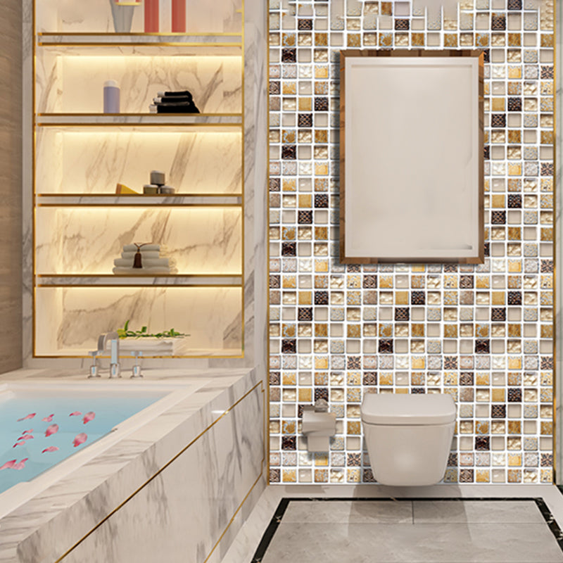 Sikunuo | Plastic Self-Adhesive Tiles Mosaic Tiles Grid Square Waterproof Self-Adhesive Tile Pack of 12