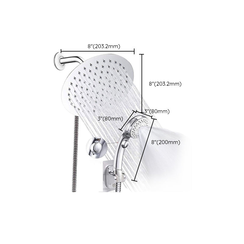Sikunuo | Round Dual Shower Head Stainless Steel 5 Spray Patterns Wall Mounted Shower Head