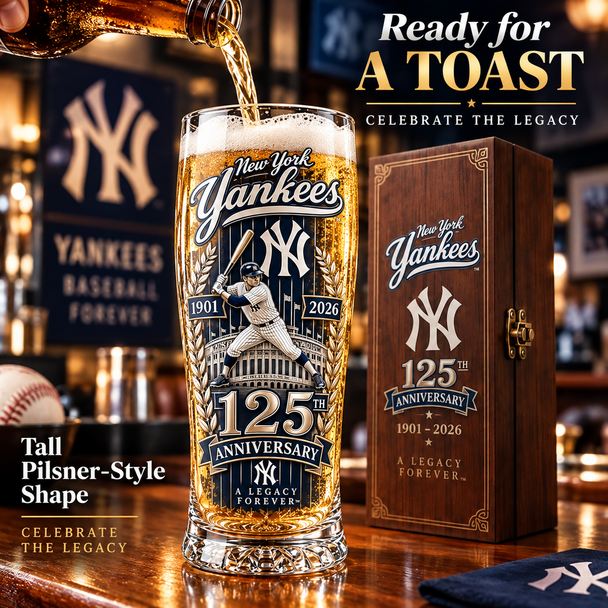 New York Yankees 125th Anniversary Collector Glass