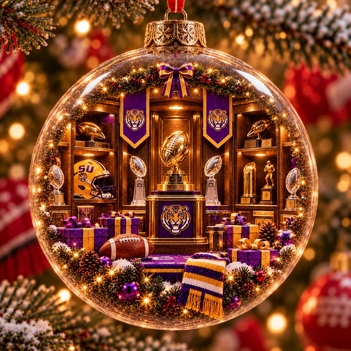 Geaux All the Way – Light-Up College Football Christmas Globe Ornament
