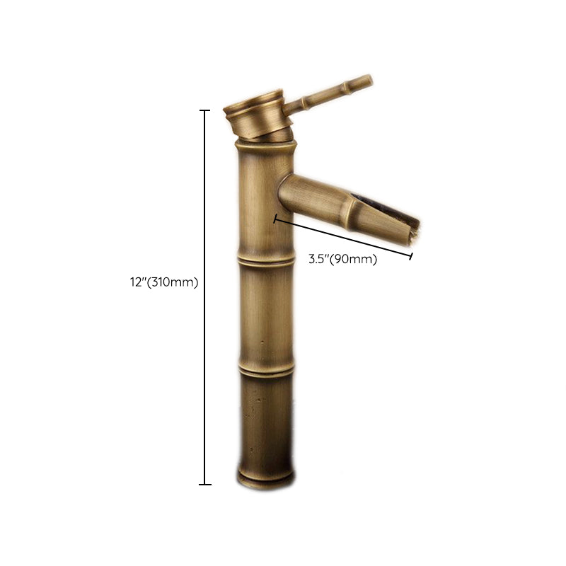 Sikunuo | Farmhouse Brass Bathroom Faucet With Lever Handle Single Hole Sink Faucet