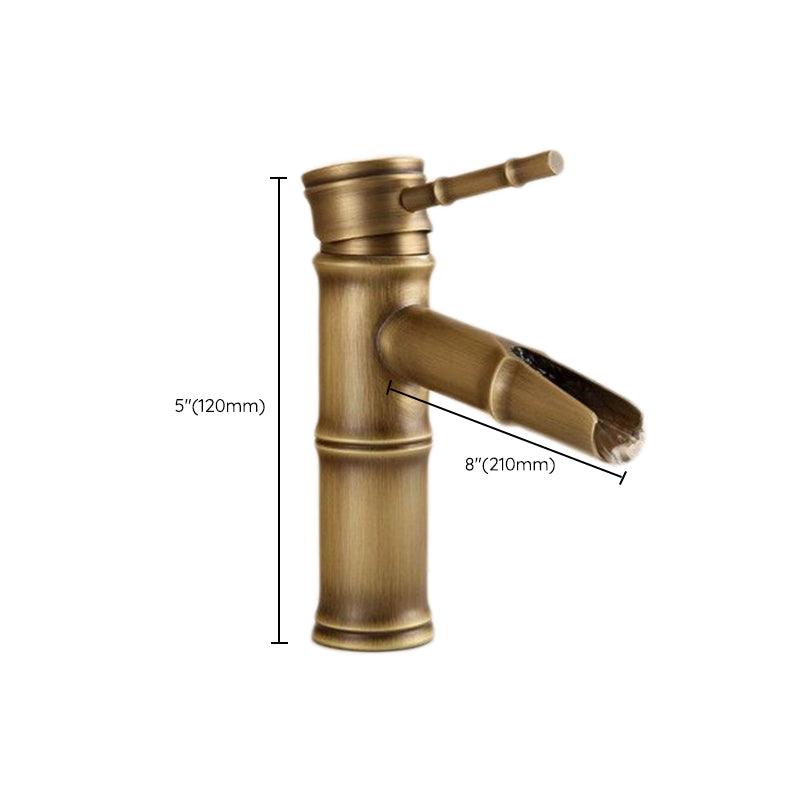 Sikunuo | Farmhouse Brass Bathroom Faucet With Lever Handle Single Hole Sink Faucet