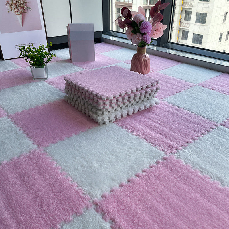 Sikunuo | Multicolored Level Loop Carpet Tile Non-Slip Composite Floor Tiles for Bedroom