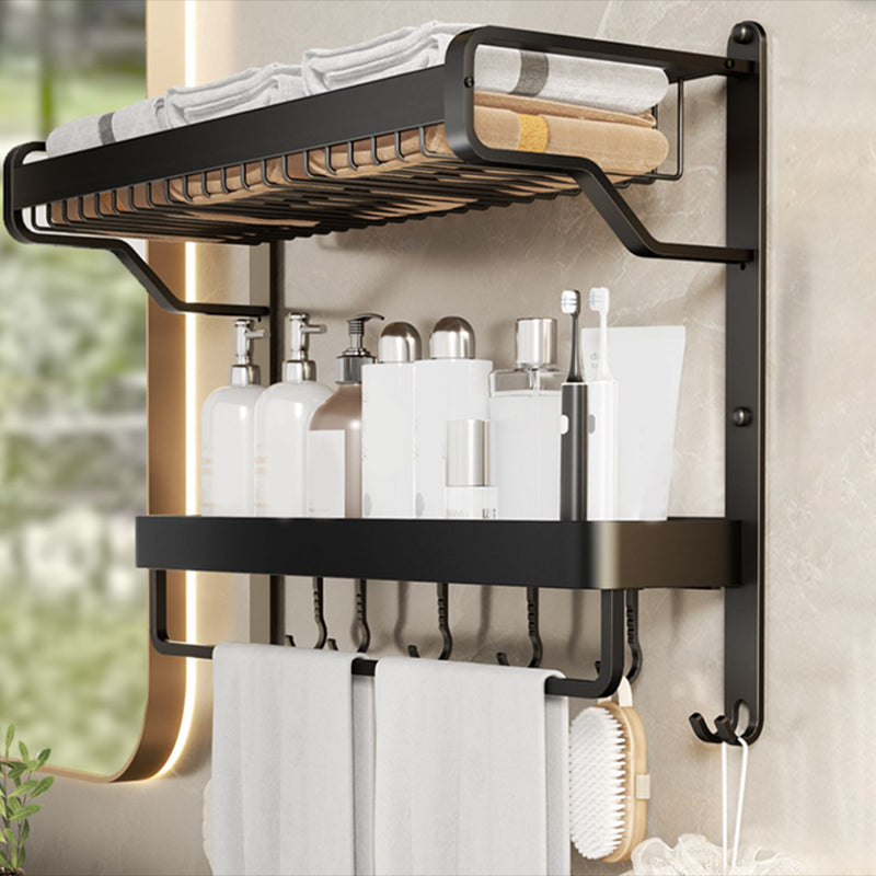 Sikunuo | Modern Bathroom Set Matte Black Bathroom Shelf Towel Holder Bathroom Accessories Set