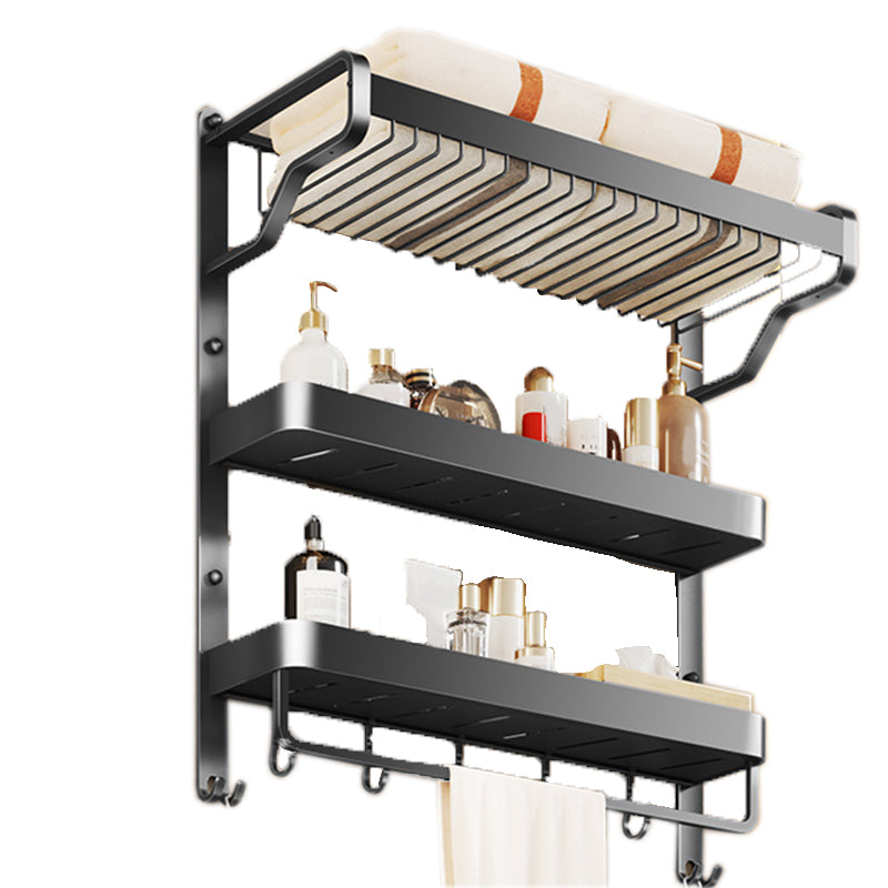 Sikunuo | Modern Bathroom Set Matte Black Bathroom Shelf Towel Holder Bathroom Accessories Set