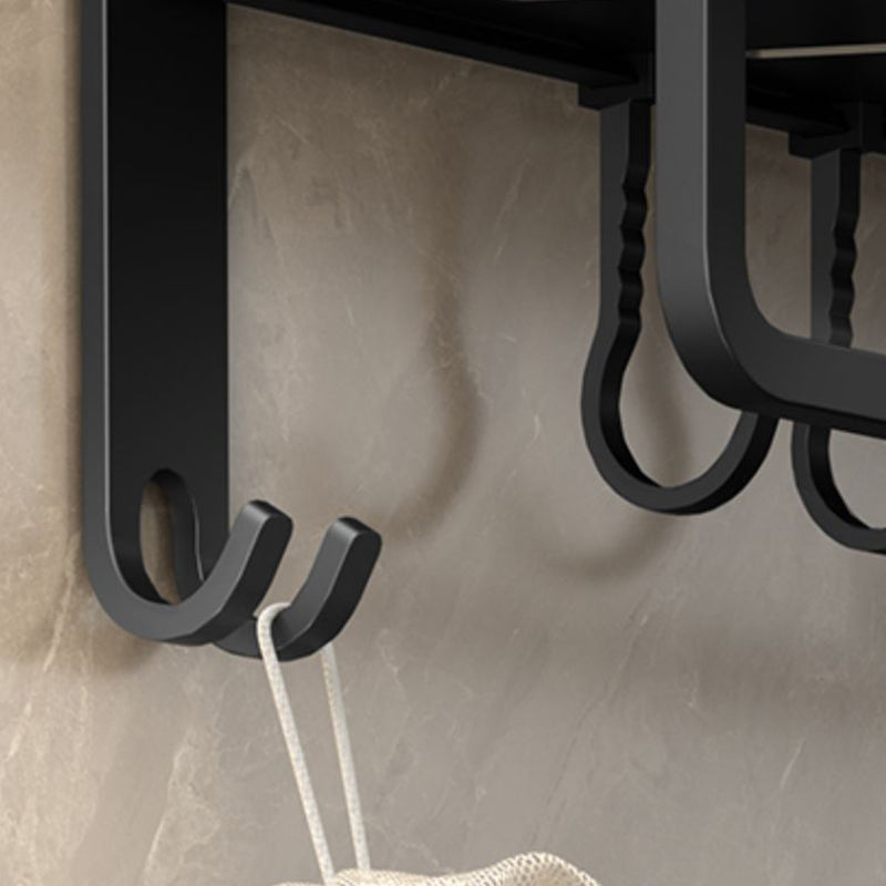 Sikunuo | Modern Bathroom Set Matte Black Bathroom Shelf Towel Holder Bathroom Accessories Set