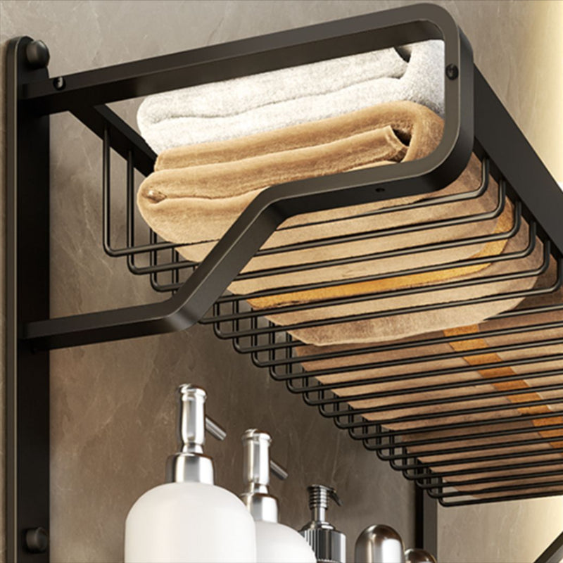 Sikunuo | Modern Bathroom Set Matte Black Bathroom Shelf Towel Holder Bathroom Accessories Set