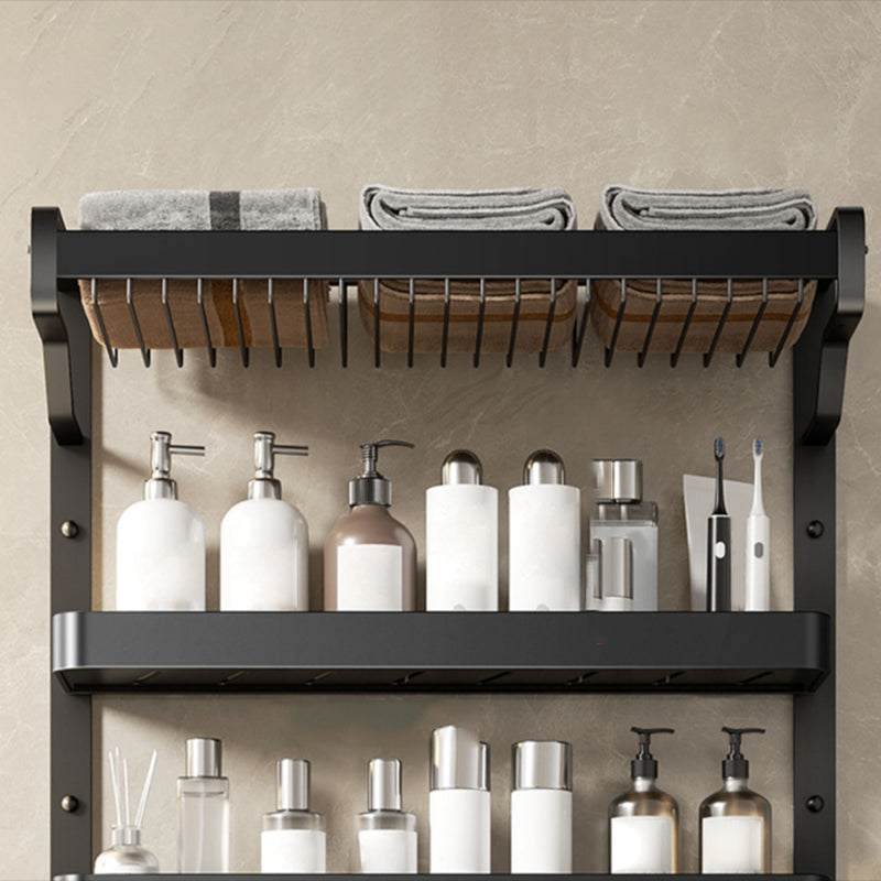 Sikunuo | Modern Bathroom Set Matte Black Bathroom Shelf Towel Holder Bathroom Accessories Set