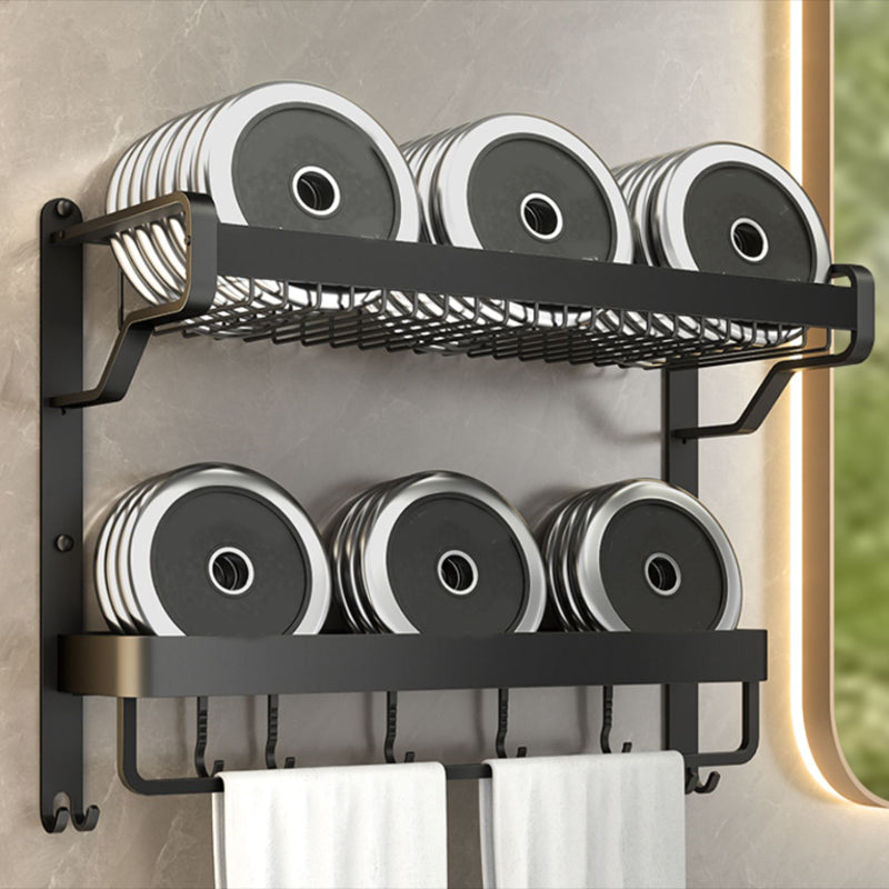 Sikunuo | Modern Bathroom Set Matte Black Bathroom Shelf Towel Holder Bathroom Accessories Set