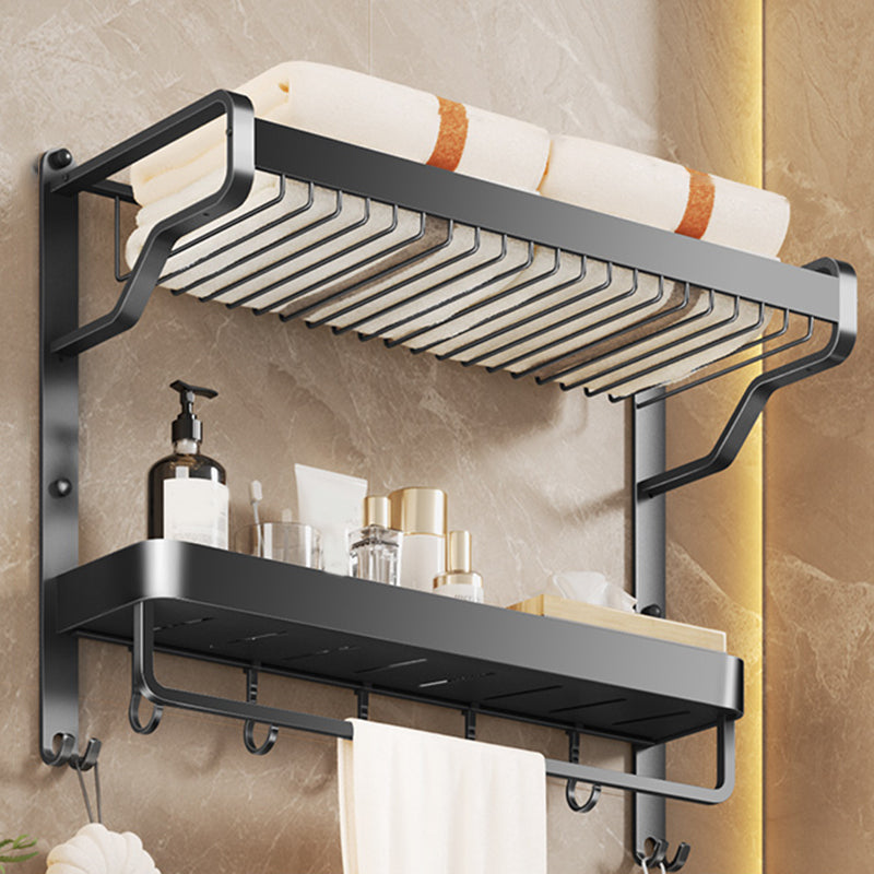 Sikunuo | Modern Bathroom Set Matte Black Bathroom Shelf Towel Holder Bathroom Accessories Set
