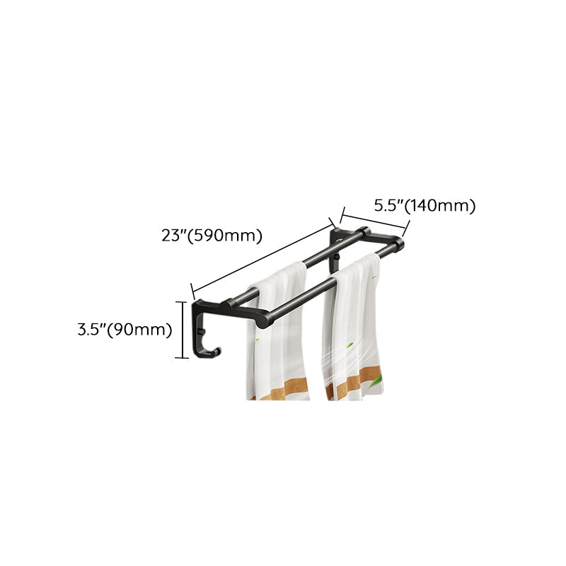 Sikunuo | Modern Bathroom Set Matte Black Bathroom Shelf Towel Holder Bathroom Accessories Set