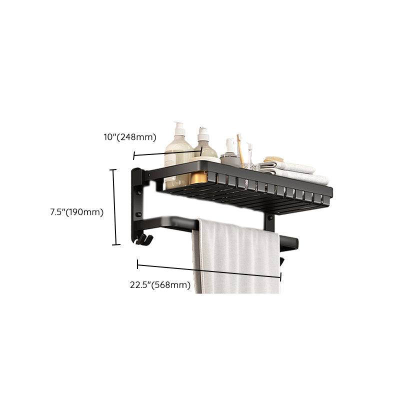 Sikunuo | Modern Bathroom Set Matte Black Bathroom Shelf Towel Holder Bathroom Accessories Set