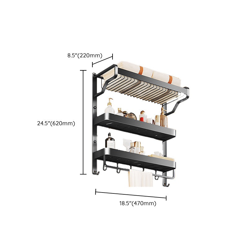 Sikunuo | Modern Bathroom Set Matte Black Bathroom Shelf Towel Holder Bathroom Accessories Set