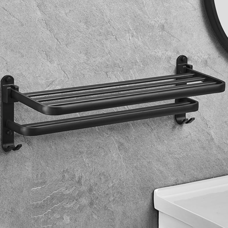 Sikunuo | Matt Black 5-piece Modern Bathroom Accessory Set with Shelf/Tower Bar & Paper Holder