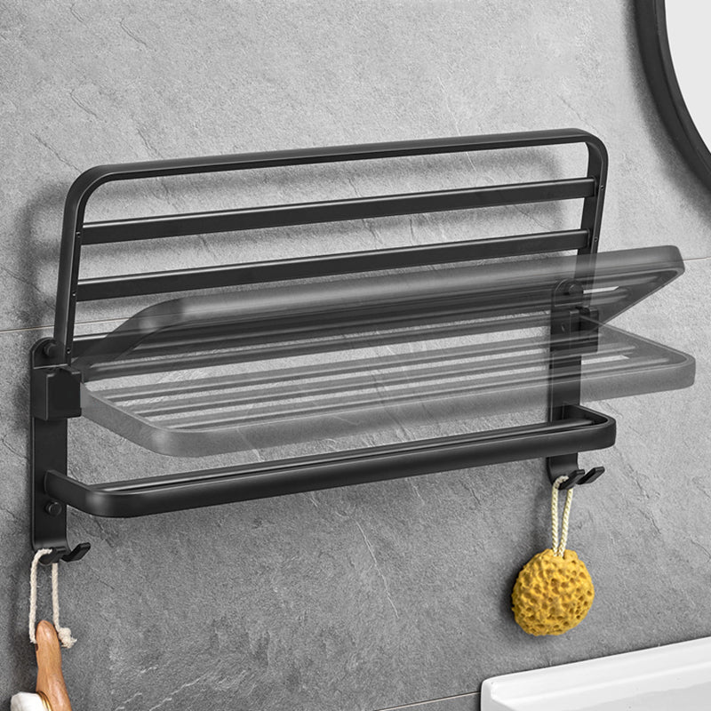Sikunuo | Matt Black 5-piece Modern Bathroom Accessory Set with Shelf/Tower Bar & Paper Holder