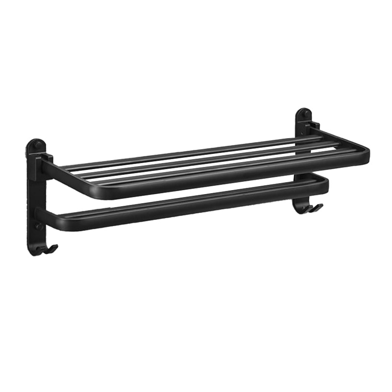 Sikunuo | Matt Black 5-piece Modern Bathroom Accessory Set with Shelf/Tower Bar & Paper Holder