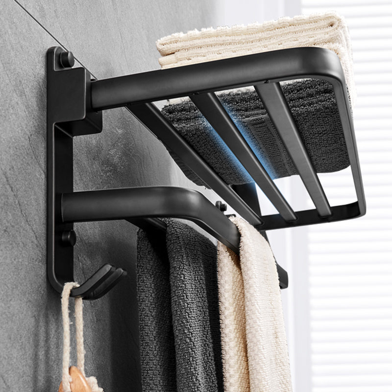 Sikunuo | Matt Black 5-piece Modern Bathroom Accessory Set with Shelf/Tower Bar & Paper Holder