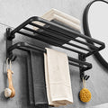 Sikunuo | Matt Black 5-piece Modern Bathroom Accessory Set with Shelf/Tower Bar & Paper Holder