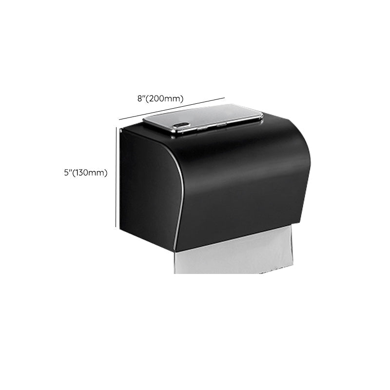 Sikunuo | Matt Black 5-piece Modern Bathroom Accessory Set with Shelf/Tower Bar & Paper Holder