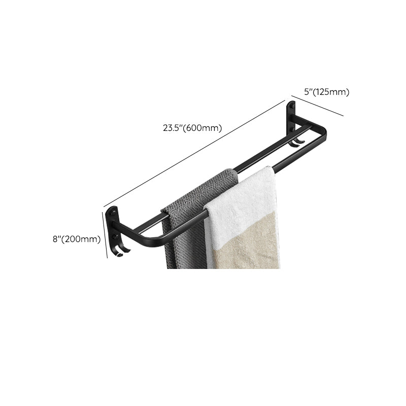 Sikunuo | Matt Black 5-piece Modern Bathroom Accessory Set with Shelf/Tower Bar & Paper Holder